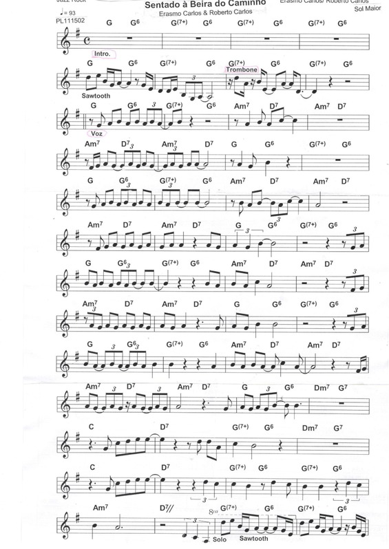 Partitura da música Sentado à Beira do Caminho Pág.1