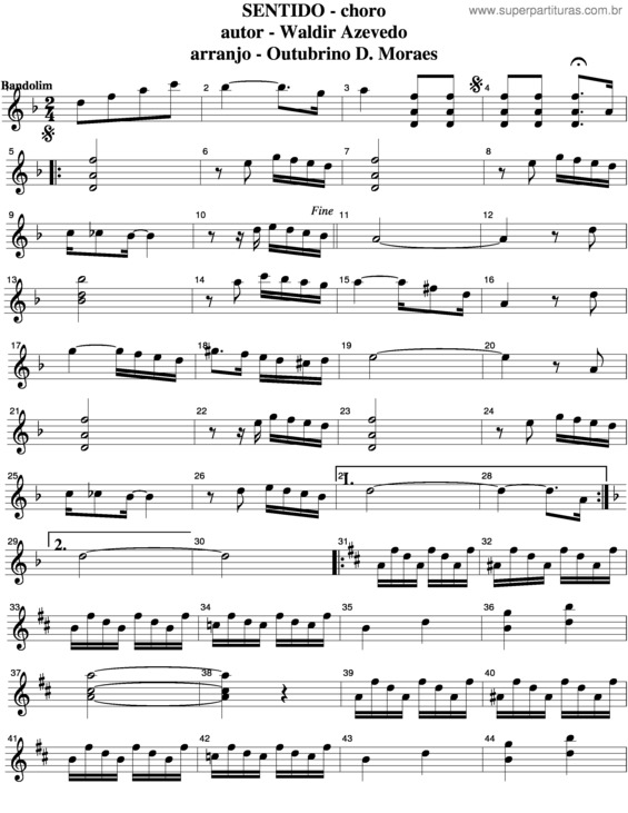 Partitura da música Sentido v.2