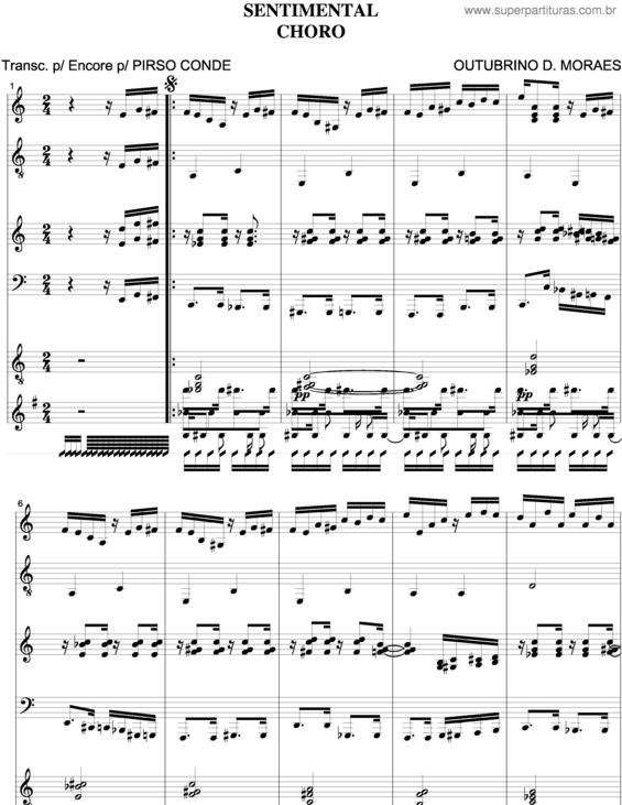 Partitura da música Sentimental 