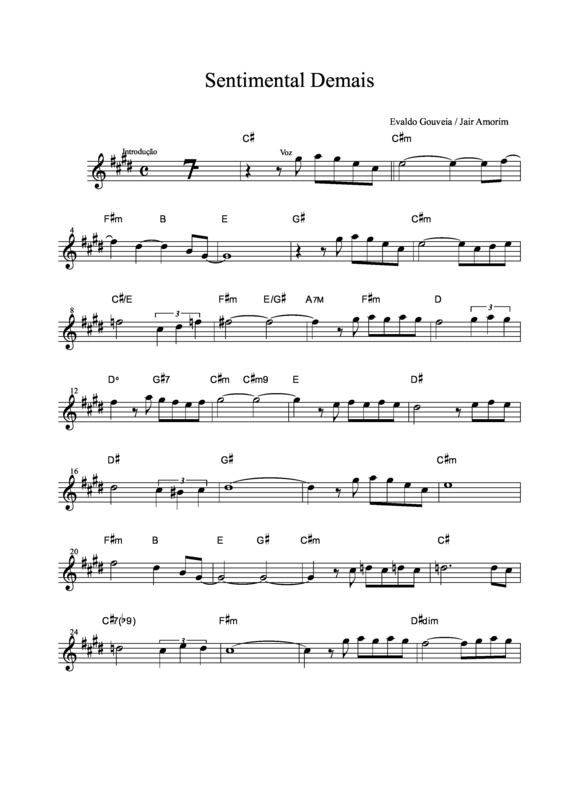 Partitura da música Sentimental Demais v.3