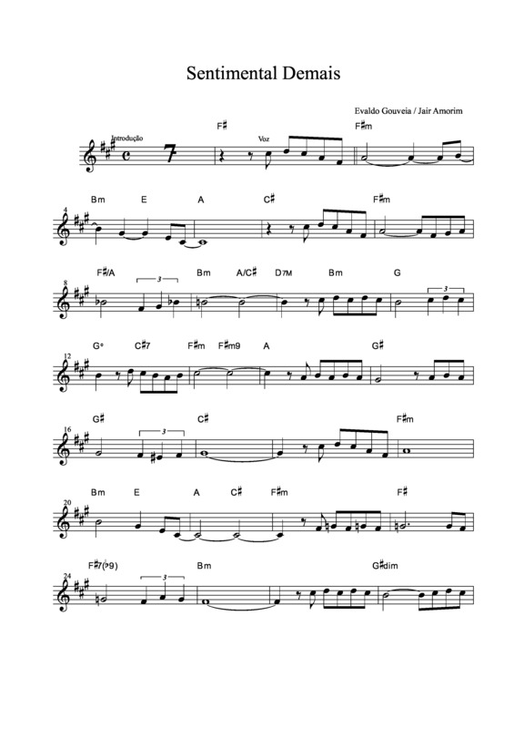 Partitura da música Sentimental Demais v.4