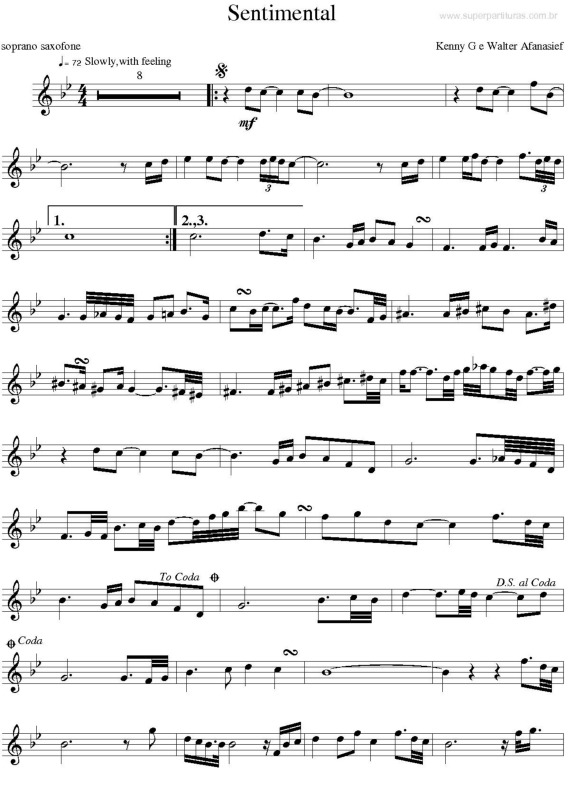 Partitura da música Sentimental