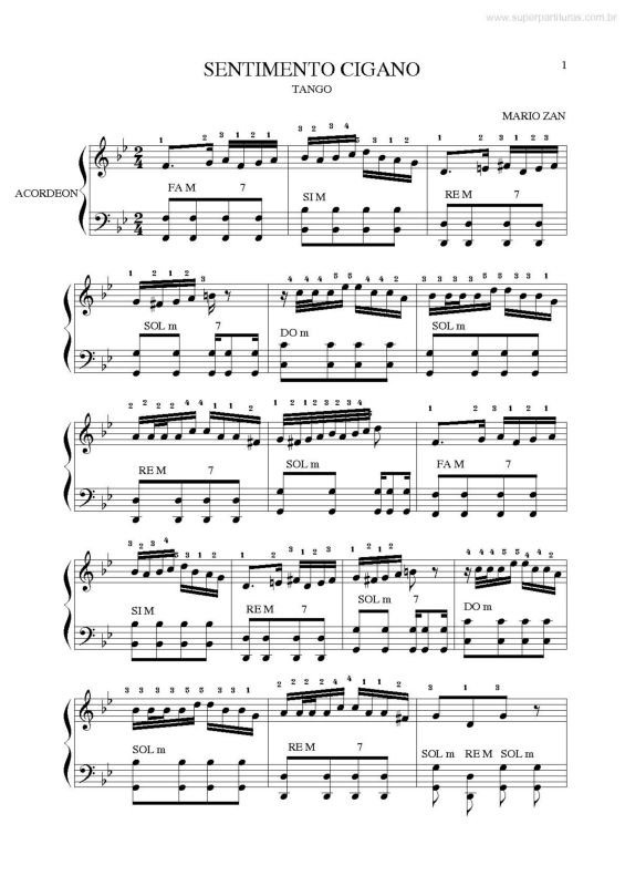 Partitura da música Sentimento Cigano