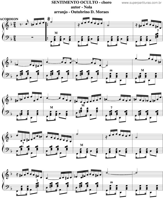 Partitura da música Sentimento Oculto v.4