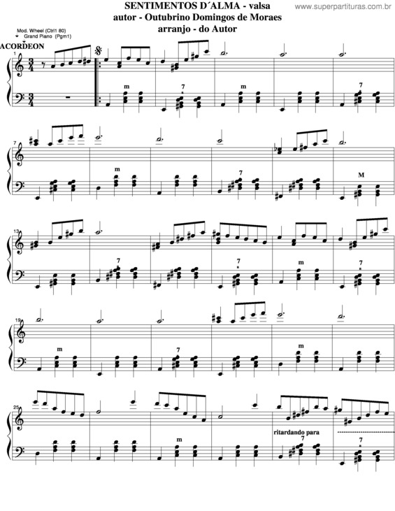 Partitura da música Sentimentos D`Alma v.5