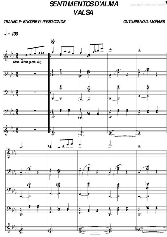 Partitura da música Sentimentos D`Alma