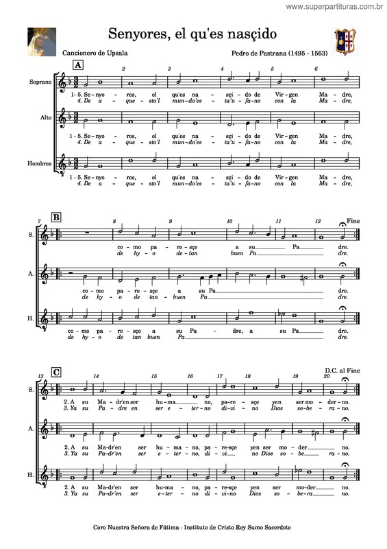 Partitura da música Senyores, El Qu`Es Nasçido – Pedro De Pastrana – Cancionero De Upsala