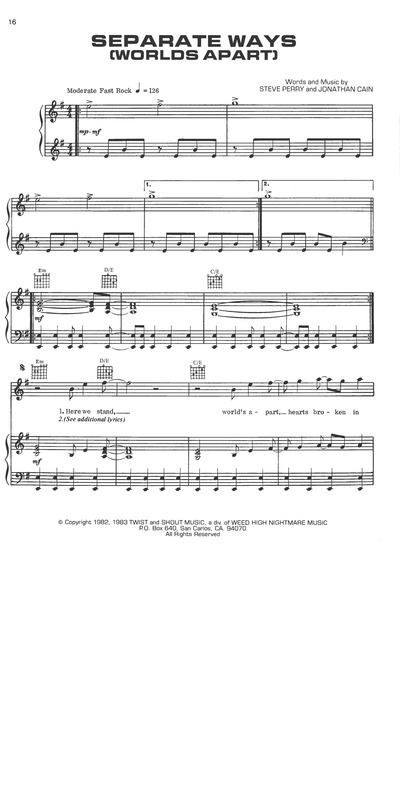 Partitura da música Separate Ways v.2