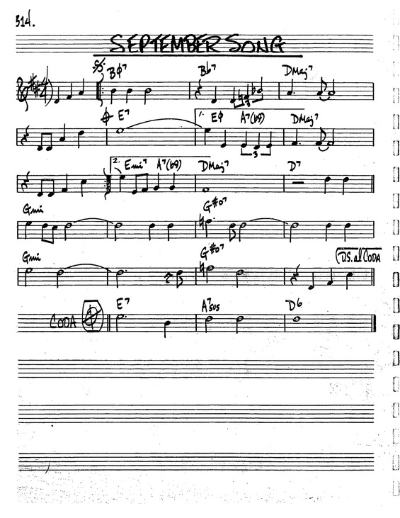 Partitura da música September Song v.2