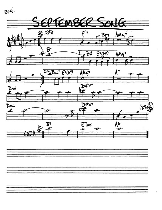 Partitura da música September Song