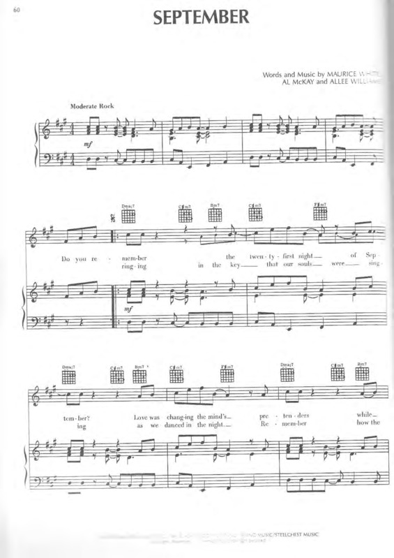 Partitura da música September v.2