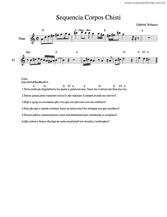 Partitura da música Sequencia Corpos Chisti