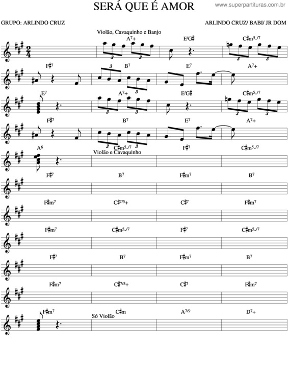 Partitura da música Será Que É Amor