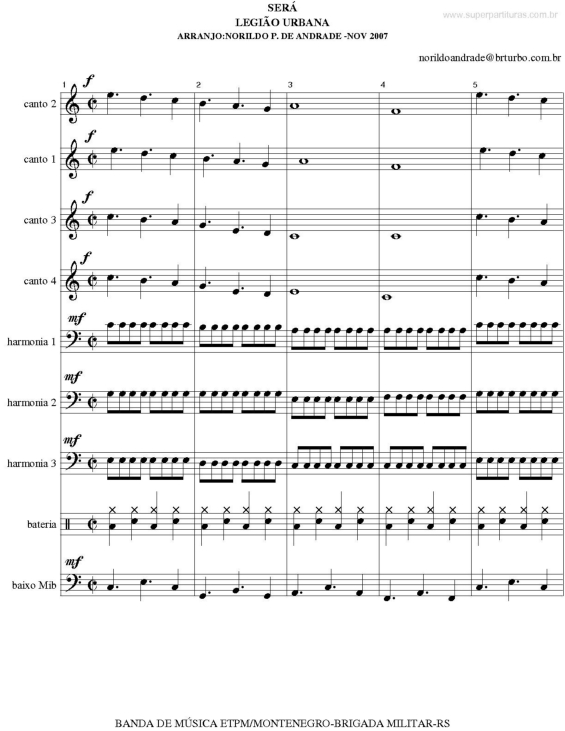 Partitura da música Será v.2