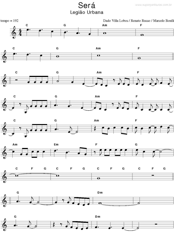 Partitura da música Será v.3