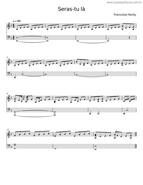 Partitura da música Seras-Tu Là v.2