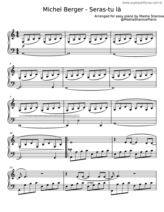 Partitura da música Seras Tu La