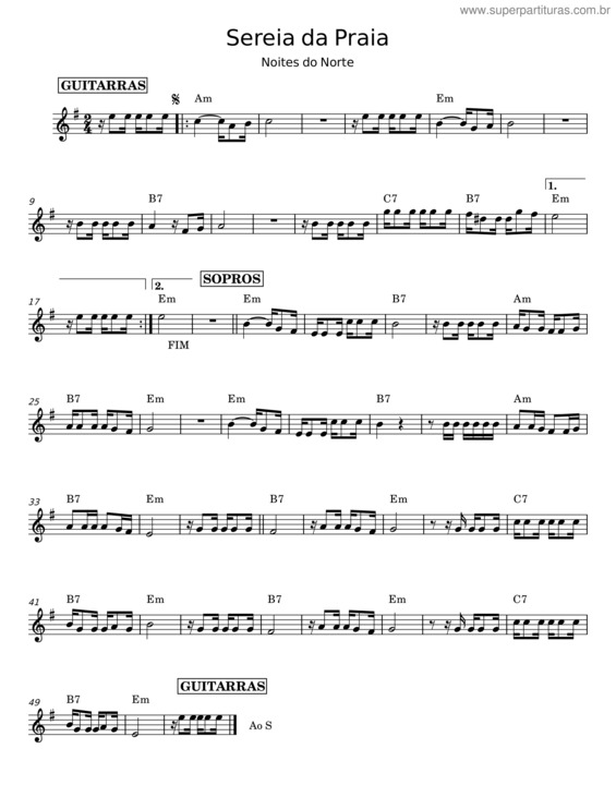 Partitura da música Sereia Da Praia
