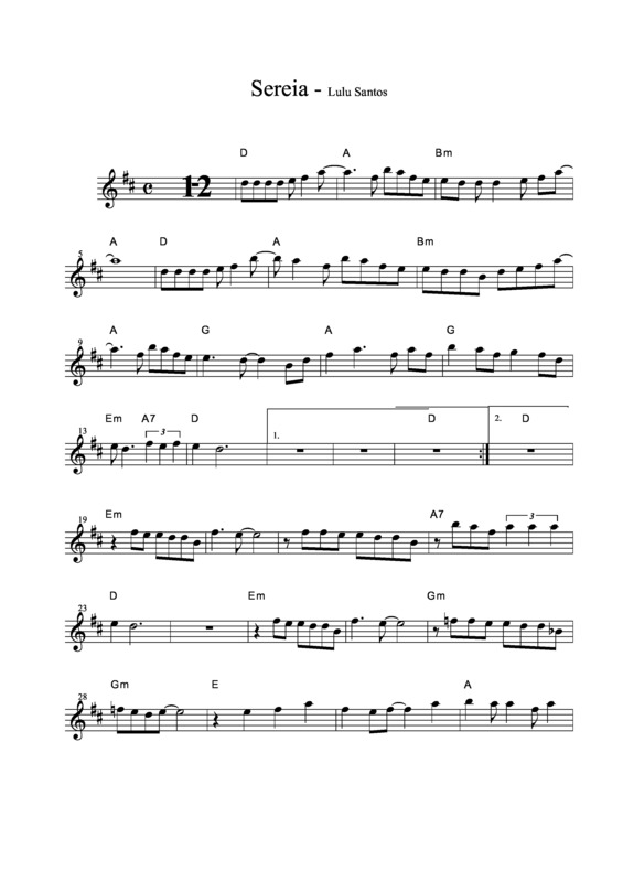 Partitura da música Sereia v.2