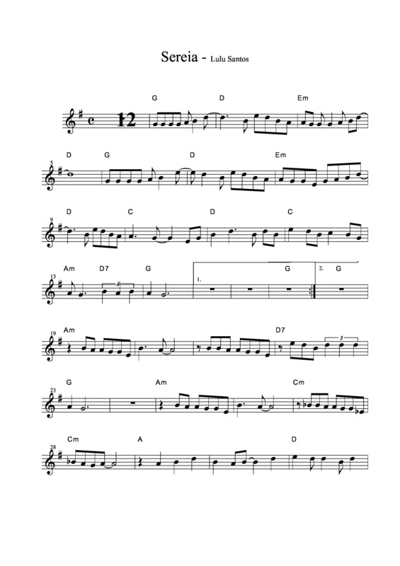 Partitura da música Sereia v.3