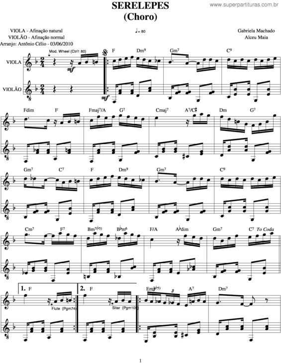 Partitura da música Serelepes v.3