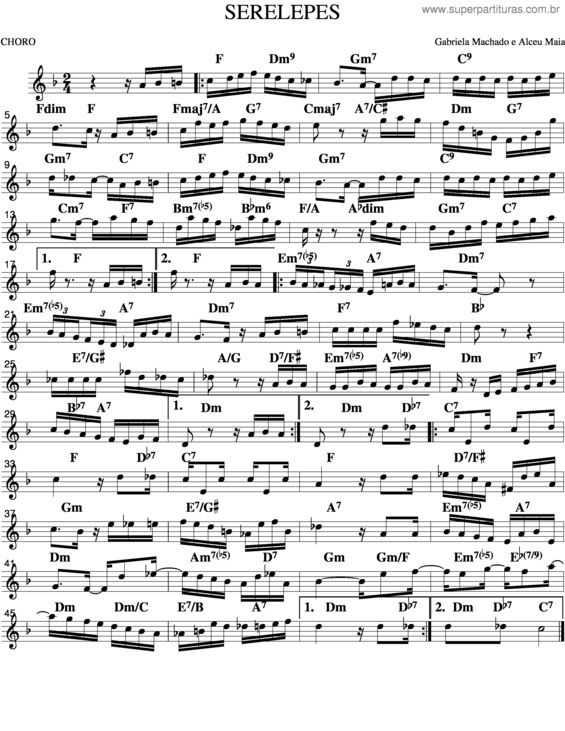 Partitura da música Serelepes