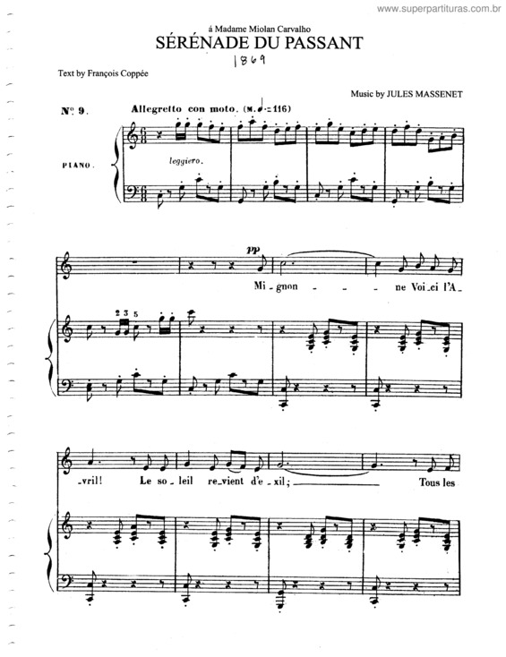 Partitura da música Serenade du passant