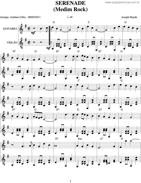 Partitura da música Serenade v.2