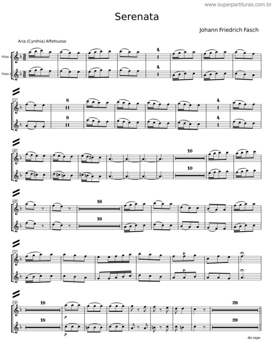Partitura da música Serenata – Johann Friedrich Fasch v.2