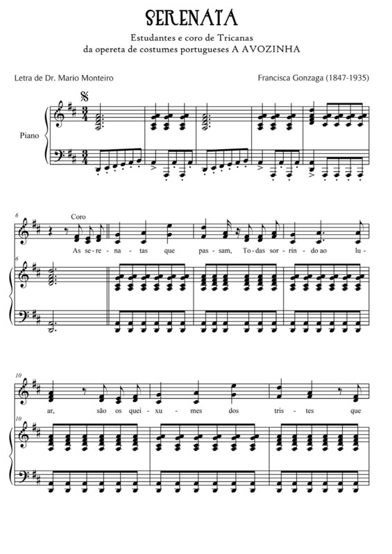 Partitura da música Serenata (A Vovozinha)