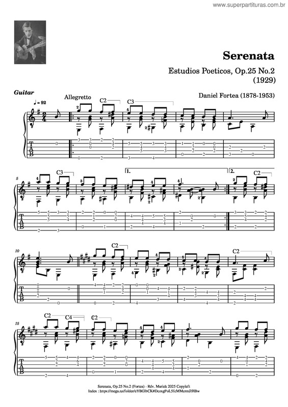 Partitura da música Serenata, Op.25 – Daniel Fortea v.2