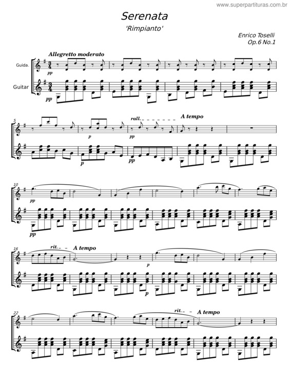 Partitura da música Serenata, Op.6 – Enrico Toselli v.2