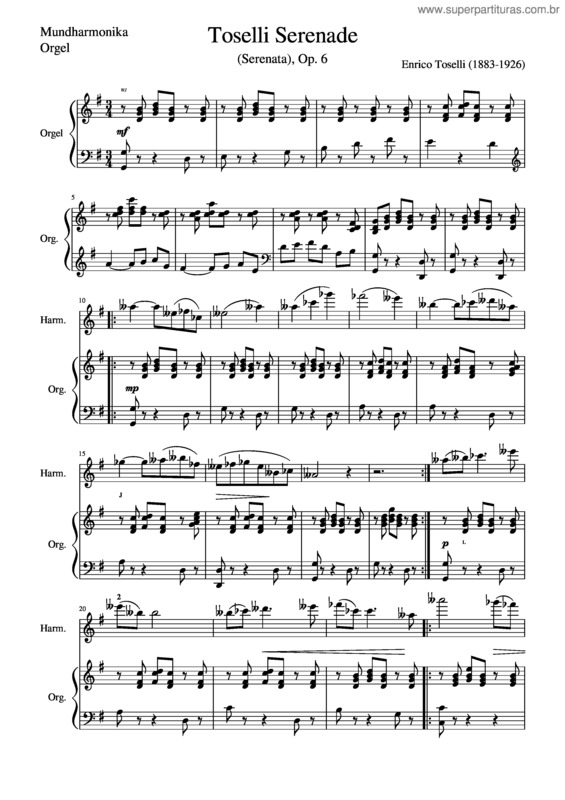 Partitura da música Serenata, Op.6 – Enrico Toselli