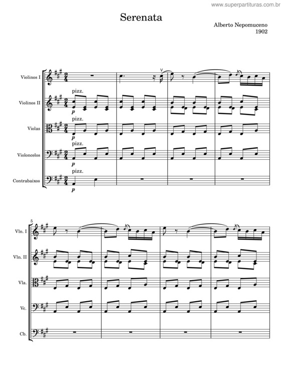Partitura da música Serenata, Sn6.13 – Alberto Nepomuceno