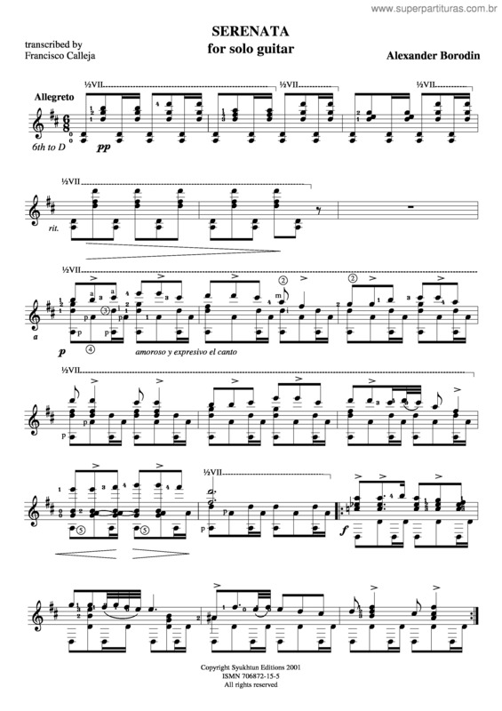 Partitura da música Serenata 