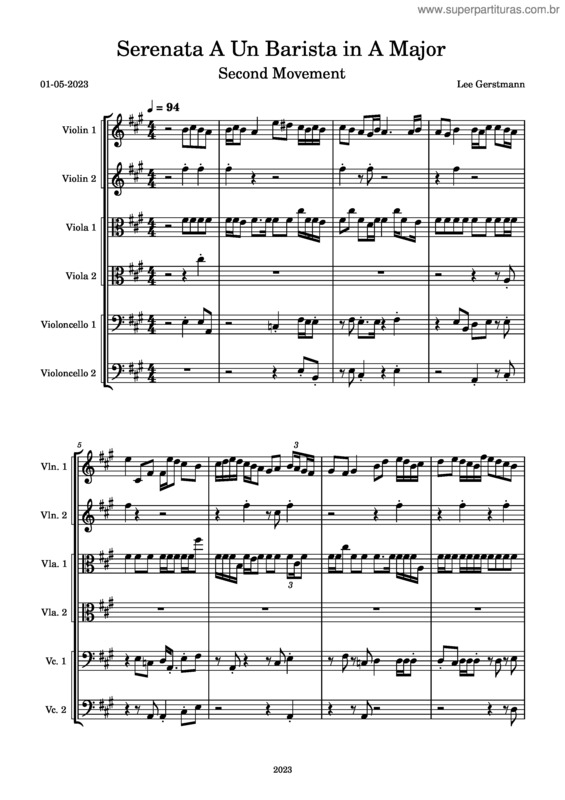 Partitura da música Serenata A Un Barista In A Major 2