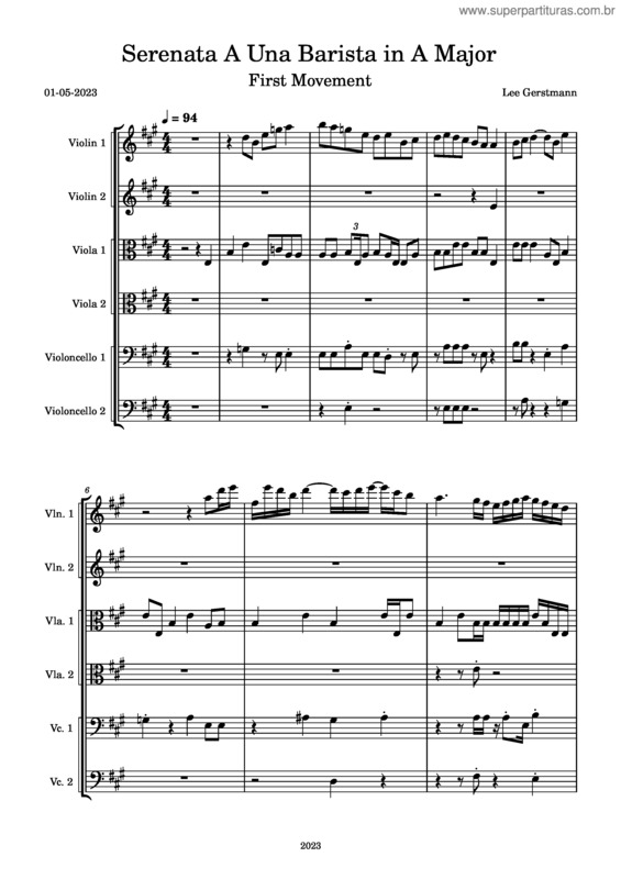 Partitura da música Serenata A Una Barista In A Major 1