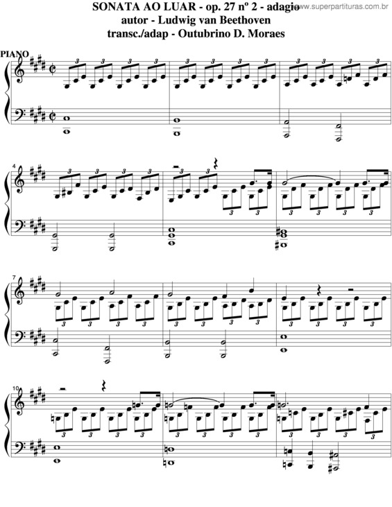 Partitura da música Serenata Ao Luar