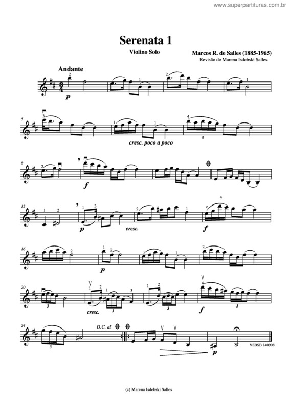 Partitura da música Serenata I