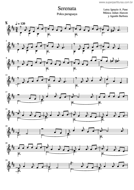 Partitura da música Serenata Ignacio A. Pane