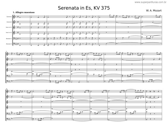 Partitura da música Serenata In Es – W. A. Mozart