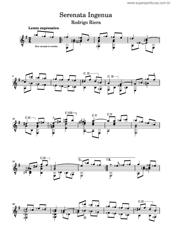 Partitura da música Serenata Ingenua v.2
