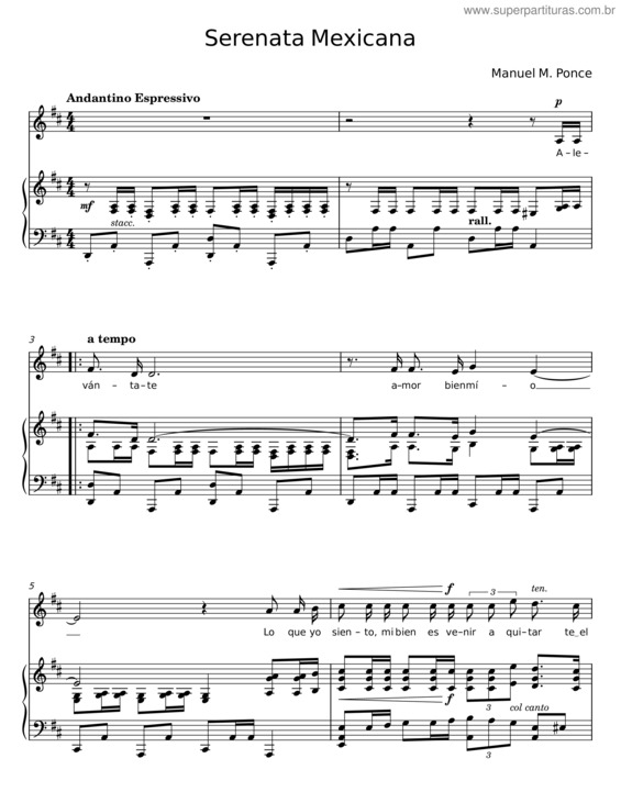 Partitura da música Serenata Mexicana – Manuel M. Ponce