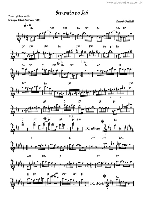 Partitura da música Serenata No Joá v.4