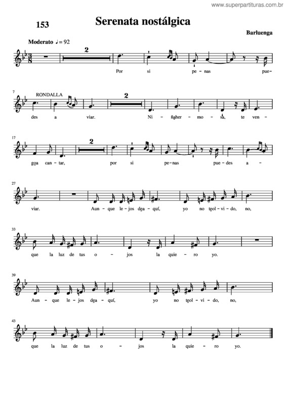 Partitura da música Serenata Nostálgica