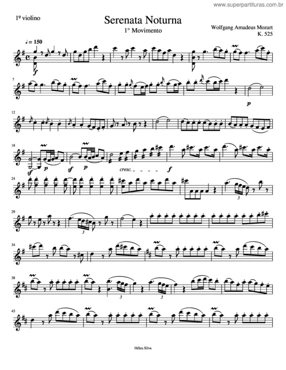 Partitura da música Serenata Noturna