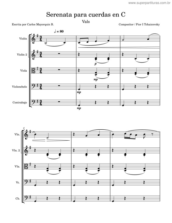 Partitura da música Serenata Para Cuerdas En C