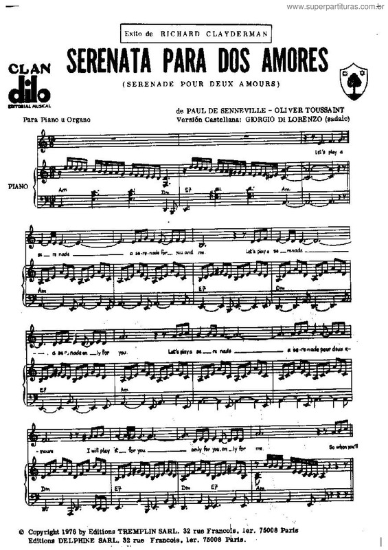 Partitura da música Serenata Para Dos Amores