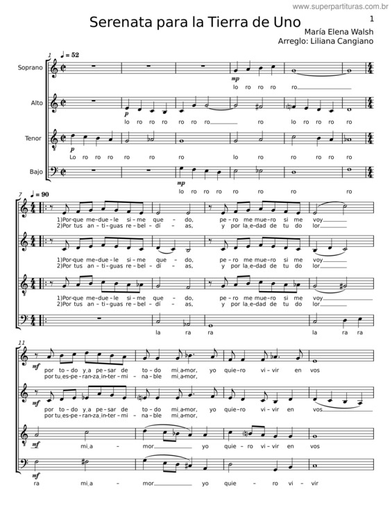 Partitura da música Serenata Para La Tierra De Uno – María Elena Walsh