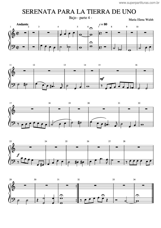 Partitura da música Serenata Para La Tierra De Uno v.3